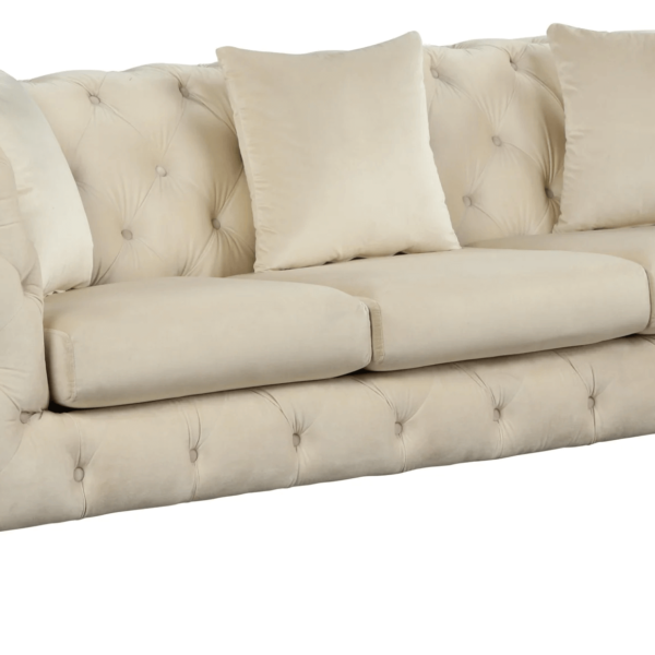 Beige Modern Sofa 3-Seater Velvet